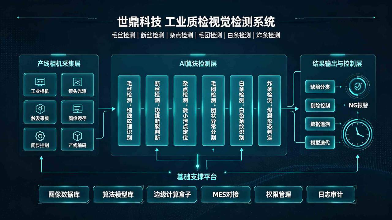 世鼎科技工业质检系统架构图（毛丝_断丝_杂点_毛团_白条_炸条检测）.jpg